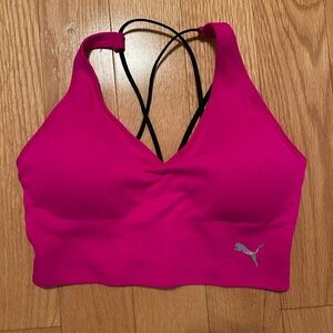 Puma Women's Hot Pink Ribbed Strappy Sports Bra